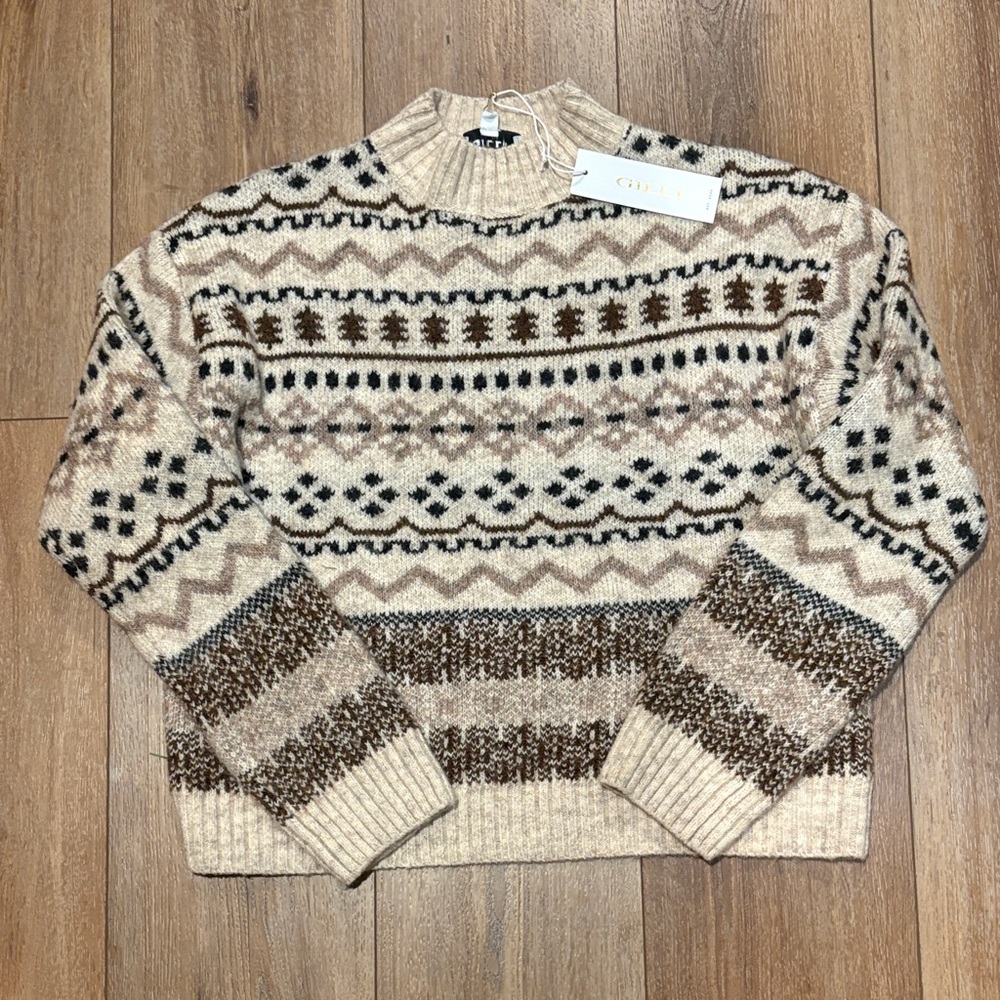 NWT Women’s Gilli fairisle sweater beige small